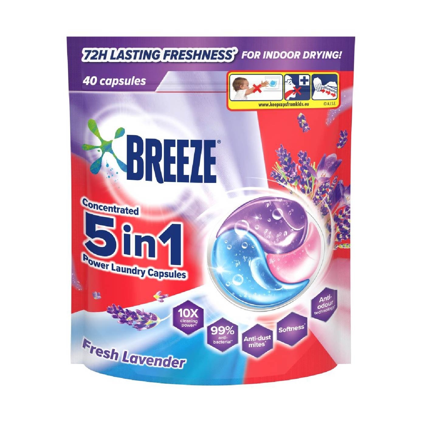 5 in 1 Power Laundry Capsule 72H Lasting Freshness Fresh Lavender 40s