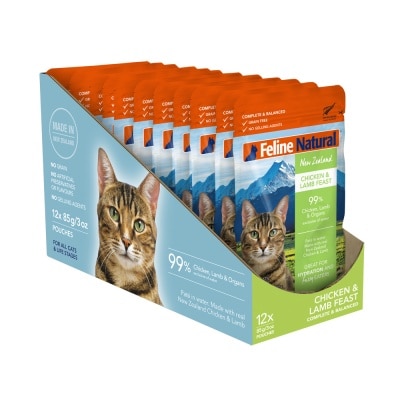 FELINE NATURAL - Multipack Chicken & Lamb Feast Pouch Cat Food 85g x 12s (Per Box)