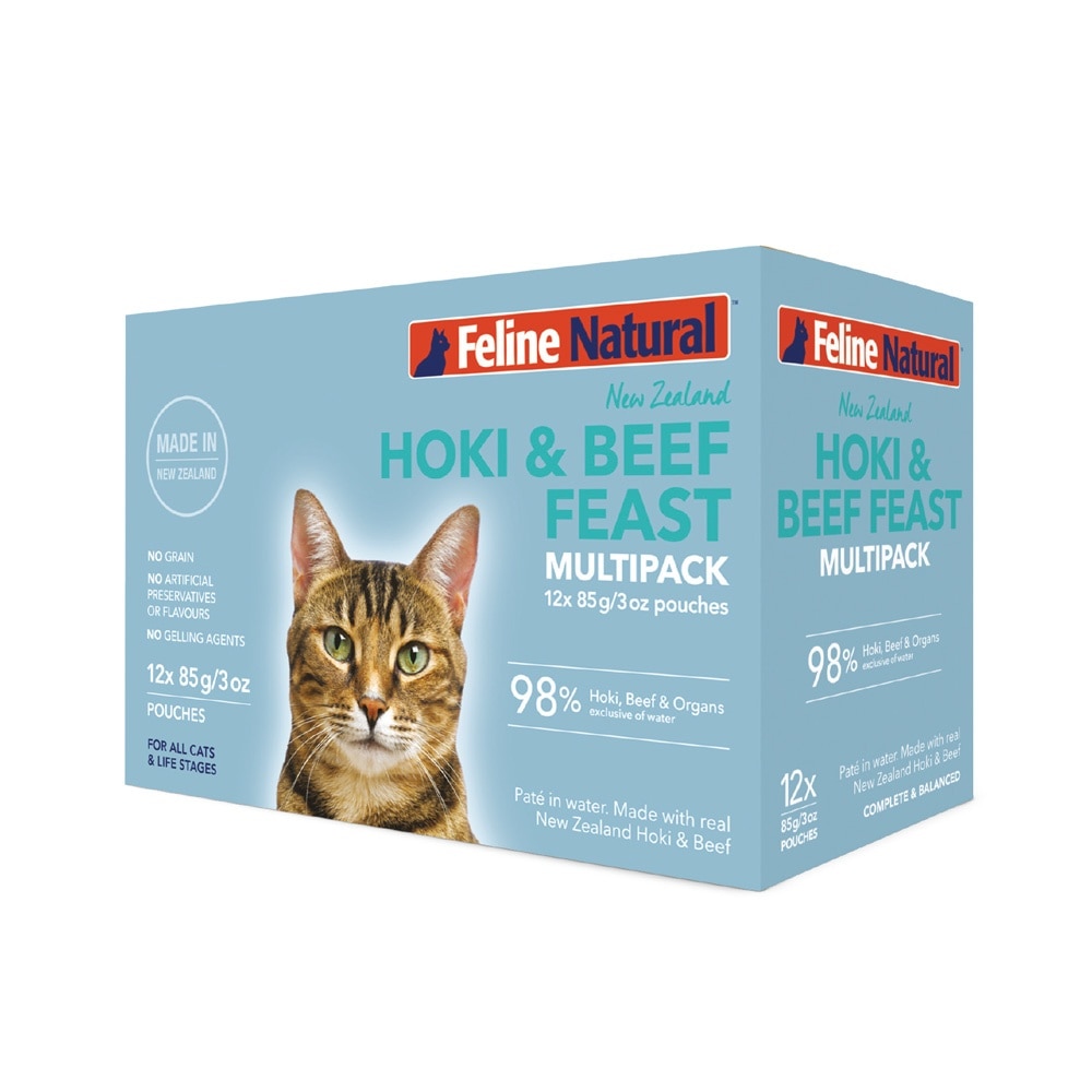 Multipack Beef & Hoki Feast Pouch Cat Food 85g x 12s (Per Box) image