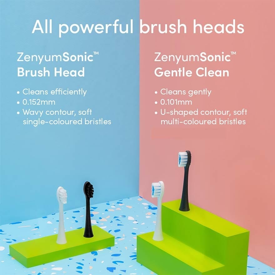 ZenyumSonic Gentle Clean Brush Heads (White) 2s