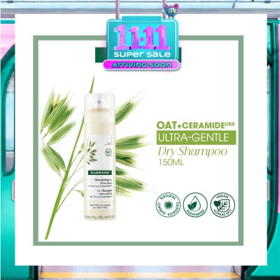 KLORANE Ultra Gentle Dry Shampoo with Oat & Ceramide (To Gently Cleanses, Repairs Damage & Protect Scalp & Hair) 150ml image
