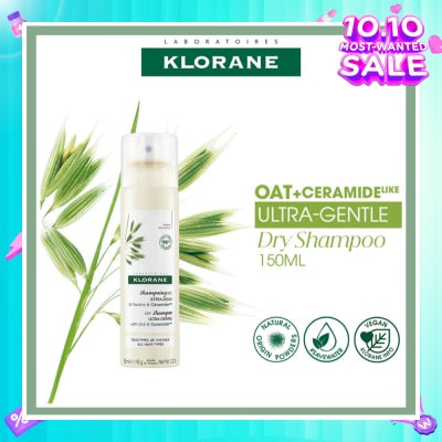 KLORANE Ultra-Gentle Dry Shampoo with Oat & Ceramide (To Gently Cleanses, Repairs Damage & Protect Scalp & Hair) 150ml