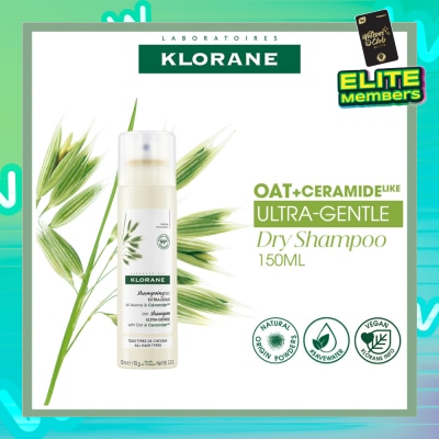 KLORANE Ultra-Gentle Dry Shampoo with Oat & Ceramide (To Gently Cleanses, Repairs Damage & Protect Scalp & Hair) 150ml