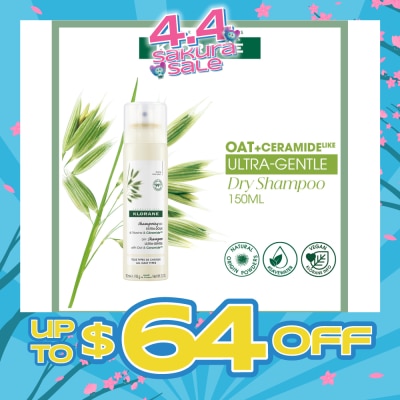 KLORANE - Ultra-Gentle Dry Shampoo with Oat & Ceramide (To Gently Cleanses, Repairs Damage & Protect Scalp & Hair) 150ml