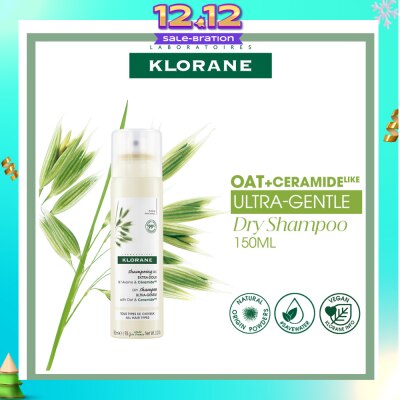KLORANE Ultra-Gentle Dry Shampoo with Oat & Ceramide (To Gently Cleanses, Repairs Damage & Protect Scalp & Hair) 150ml