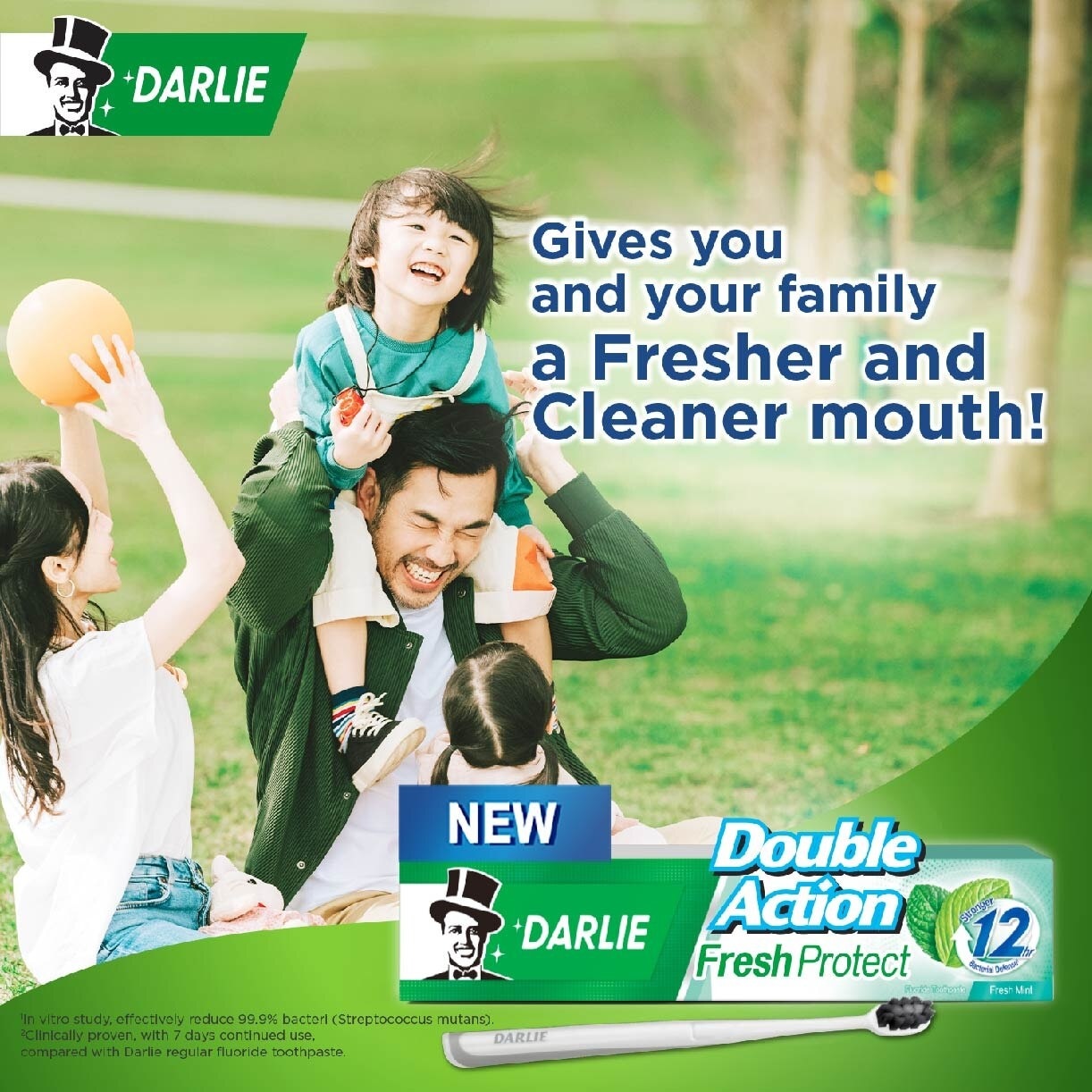 Double Action Fresh Protect Toothpaste Fresh Mint (12 Hour Bacterial Defense) 180g