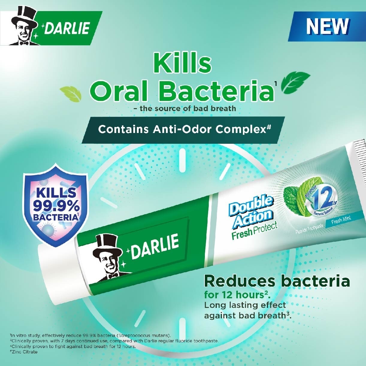 Double Action Fresh Protect Toothpaste Fresh Mint (12 Hour Bacterial Defense) 180g