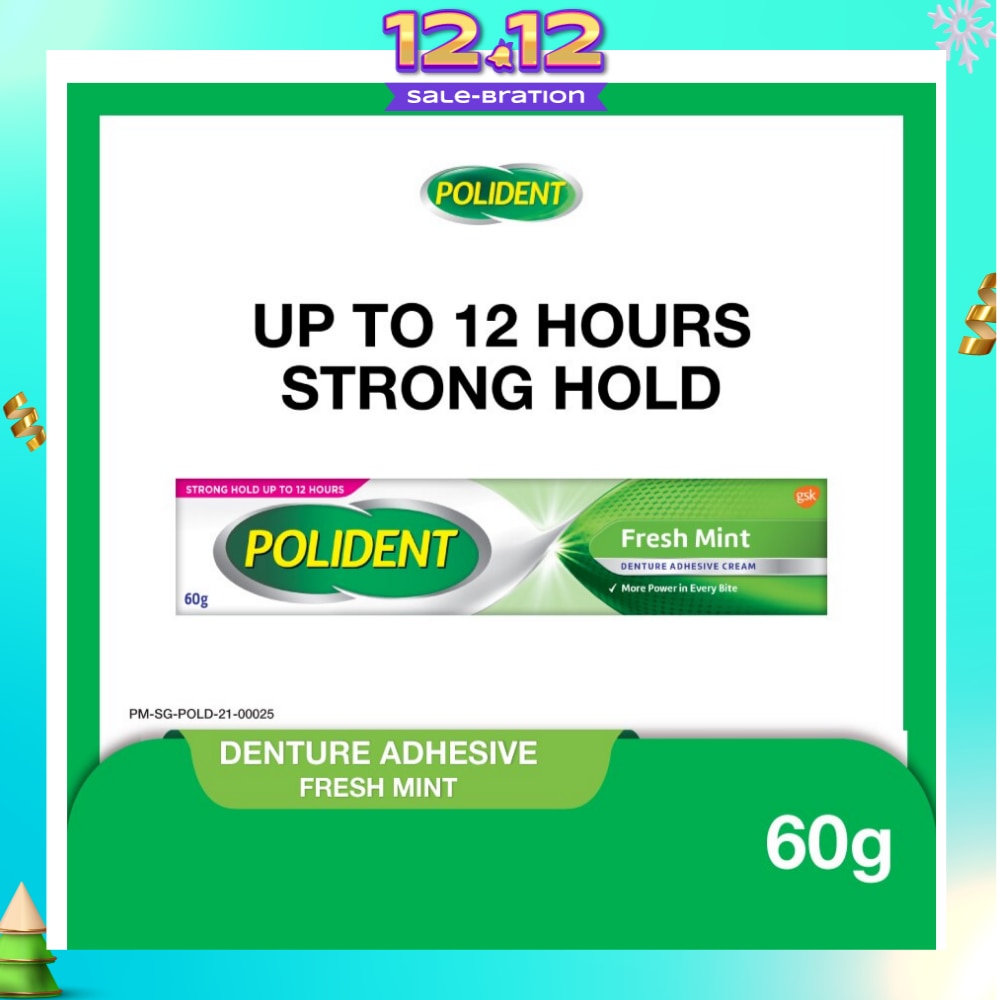 3D Hold Fresh Mint Flavour Denture Adhesive Cream (Up To 12 Hours Strong Hold) 60g