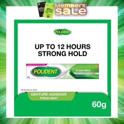 POLIDENT - 3D Hold Fresh Mint Flavour Denture Adhesive Cream (Up To 12 Hours Strong Hold) 60g