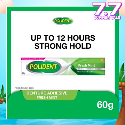 POLIDENT 3D Hold Fresh Mint Flavour Denture Adhesive Cream (Up To 12 Hours Strong Hold) 60g