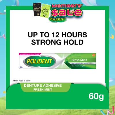 POLIDENT - 3D Hold Fresh Mint Flavour Denture Adhesive Cream (Up To 12 Hours Strong Hold) 60g