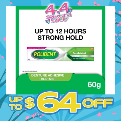 POLIDENT - 3D Hold Fresh Mint Flavour Denture Adhesive Cream (Up To 12 Hours Strong Hold) 60g