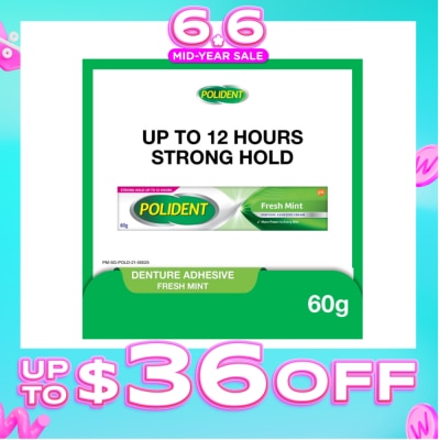 POLIDENT - 3D Hold Fresh Mint Flavour Denture Adhesive Cream (Up To 12 Hours Strong Hold) 60g