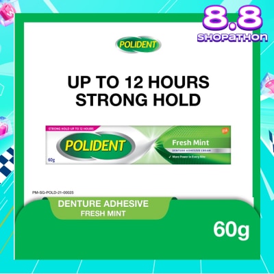 POLIDENT 3D Hold Fresh Mint Flavour Denture Adhesive Cream (Up To 12 Hours Strong Hold) 60g