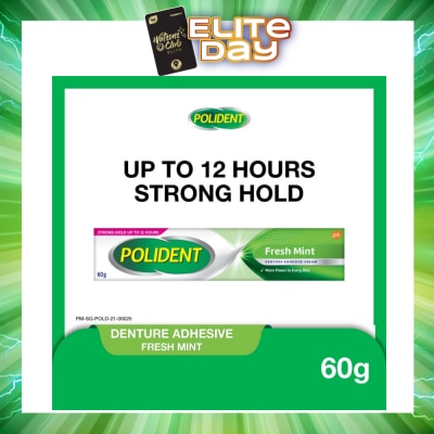 POLIDENT - 3D Hold Fresh Mint Flavour Denture Adhesive Cream (Up To 12 Hours Strong Hold) 60g