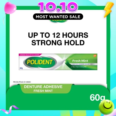 POLIDENT 3D Hold Fresh Mint Flavour Denture Adhesive Cream (Up To 12 Hours Strong Hold) 60g image