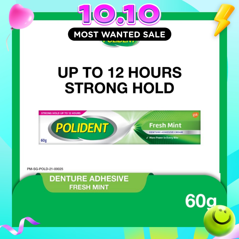 3D Hold Fresh Mint Flavour Denture Adhesive Cream (Up To 12 Hours Strong Hold) 60g image