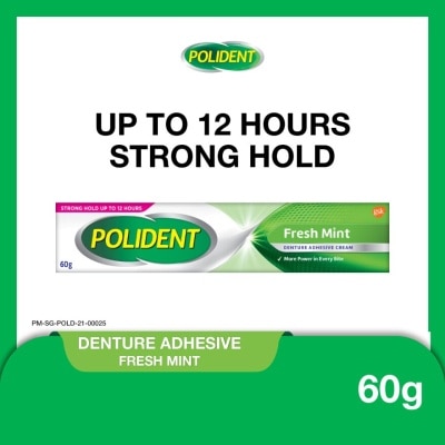 POLIDENT 3D Hold Fresh Mint Flavour Denture Adhesive Cream (Up To 12 Hours Strong Hold) 60g