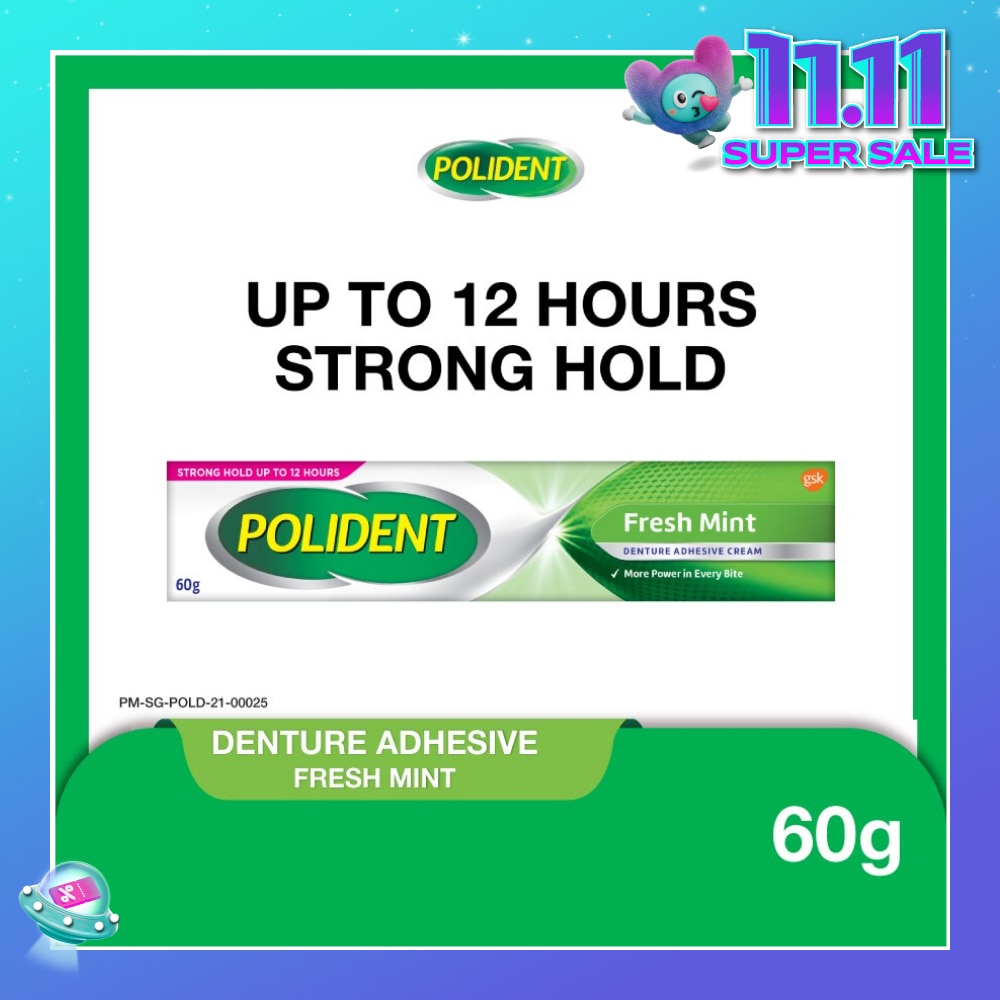 3D Hold Fresh Mint Flavour Denture Adhesive Cream (Up To 12 Hours Strong Hold) 60g