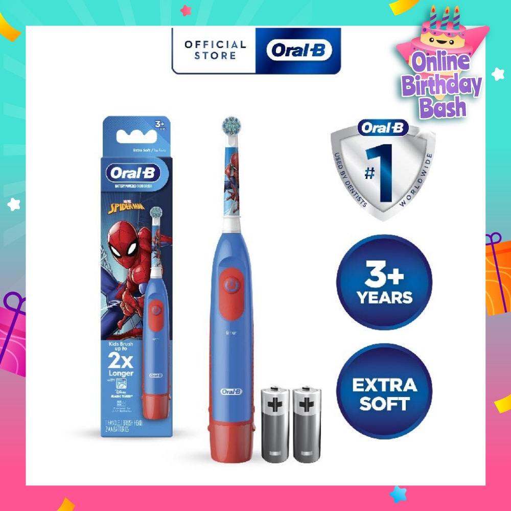 Kids Battery Powered Electric Toothbrush Spiderman 1s