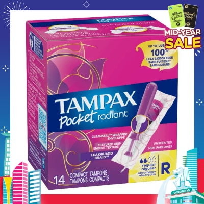 TAMPAX Pocket Radiant Regular (Compact Tampons) 14s