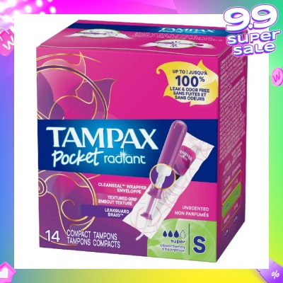 TAMPAX Pocket Radiant Super (Compact Tampons) 14s