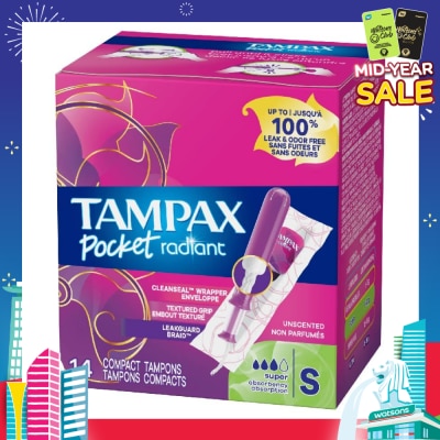 TAMPAX Pocket Radiant Super (Compact Tampons) 14s