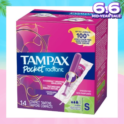 TAMPAX Pocket Radiant Super (Compact Tampons) 14s