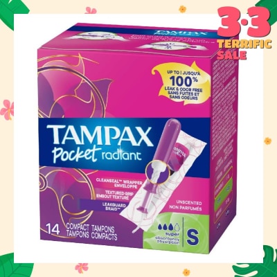 TAMPAX Pocket Radiant Super (Compact Tampons) 14s