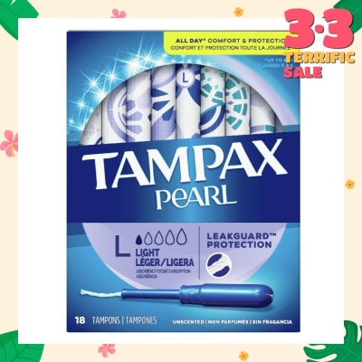 TAMPAX Pearl Light (All Day Comfort And Protection Tampons) 18s