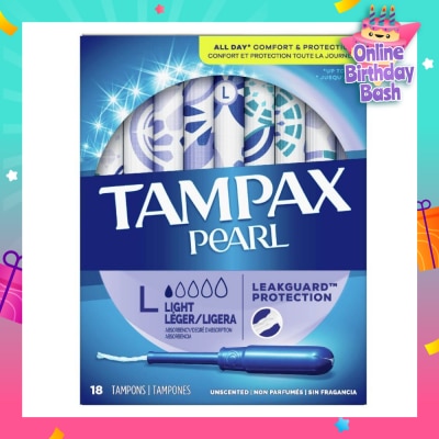 TAMPAX Pearl Light (All Day Comfort And Protection Tampons) 18s