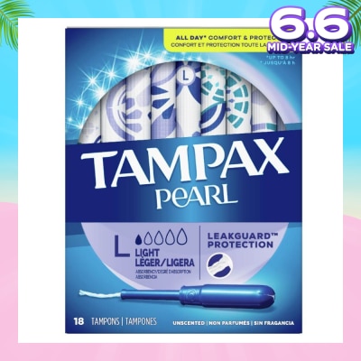 TAMPAX Pearl Light (All Day Comfort And Protection Tampons) 18s