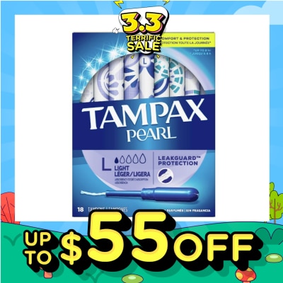 TAMPAX Pearl Light (All Day Comfort And Protection Tampons) 18s