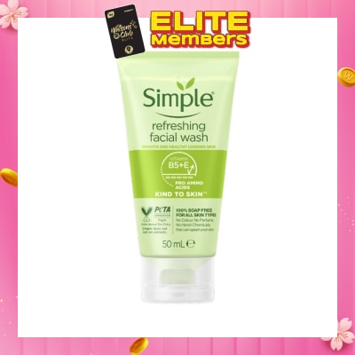SIMPLE Kind To Skin Refreshing Facial Gel Wash 50ml (Expiry: April`2026)