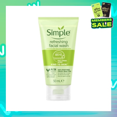 SIMPLE Kind To Skin Refreshing Facial Gel Wash 50ml (Expiry: April`2026)