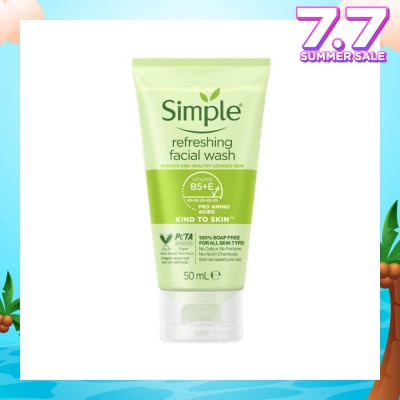 SIMPLE Kind To Skin Refreshing Facial Gel Wash (100% Soap Free Face Wash Removes Dirt, Oil And Impurities) 50ml