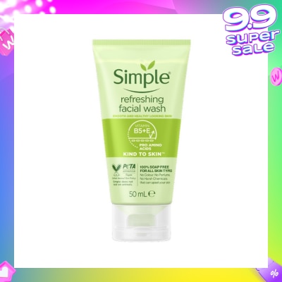 SIMPLE Kind To Skin Refreshing Facial Gel Wash 50ml (Expiry: April`2026)
