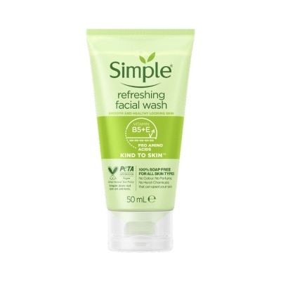 SIMPLE Kind To Skin Refreshing Facial Gel Wash (100% Soap Free Face Wash Removes Dirt, Oil And Impurities) 50ml