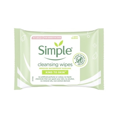 SIMPLE Kind To Skin Cleansing Face Wipes (Lift Away Dirt, Impurities, Make Up And Even Waterproof Mascara) 7s