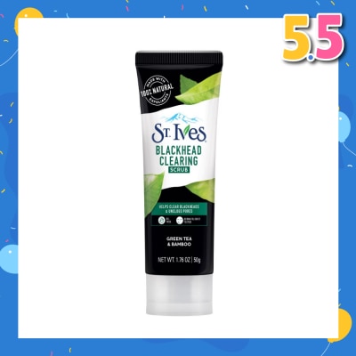 ST IVES Blackhead Clearing Facial Scrub Green Tea & Bamboo (Helps Clear Blackheads + Unclog Pores) 50g