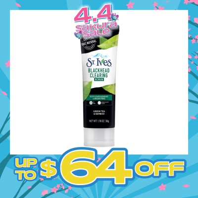 ST IVES - Blackhead Clearing Facial Scrub Green Tea & Bamboo (Helps Clear Blackheads + Unclog Pores) 50g&nbsp;(Expiry: Aug`2026)