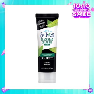 ST IVES Blackhead Clearing Facial Scrub Green Tea & Bamboo (Helps Clear Blackheads + Unclog Pores) 50g