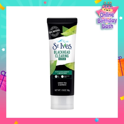ST IVES Blackhead Clearing Facial Scrub Green Tea & Bamboo (Helps Clear Blackheads + Unclog Pores) 50g