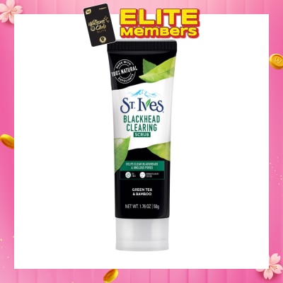 ST IVES Blackhead Clearing Facial Scrub Green Tea & Bamboo (Helps Clear Blackheads + Unclog Pores) 50g&nbsp;(Expiry: Aug`2026)
