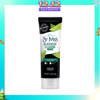 ST IVES Blackhead Clearing Facial Scrub Green Tea & Bamboo (Helps Clear Blackheads + Unclog Pores) 50g (Expiry: Aug`2026)
