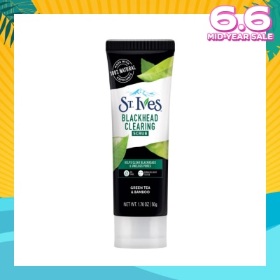 ST IVES Blackhead Clearing Facial Scrub Green Tea & Bamboo (Helps Clear Blackheads + Unclog Pores) 50g