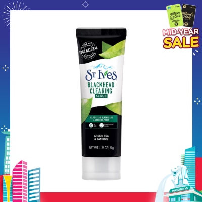 ST IVES Blackhead Clearing Facial Scrub Green Tea & Bamboo (Helps Clear Blackheads + Unclog Pores) 50g