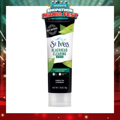 ST IVES - Blackhead Clearing Facial Scrub Green Tea & Bamboo (Helps Clear Blackheads + Unclog Pores) 50g&nbsp; (Expiry: Apr`2027)