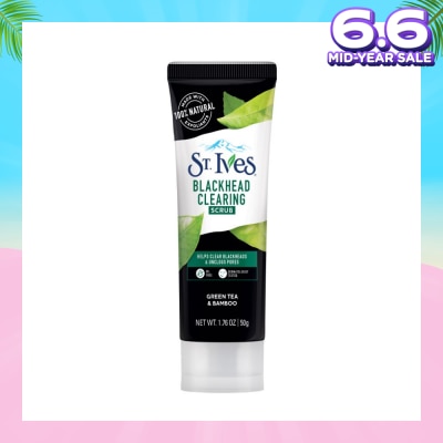 ST IVES Blackhead Clearing Facial Scrub Green Tea & Bamboo (Helps Clear Blackheads + Unclog Pores) 50g