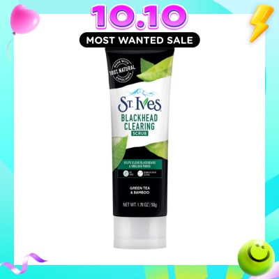 ST IVES Blackhead Clearing Facial Scrub Green Tea & Bamboo (Helps Clear Blackheads + Unclog Pores) 50g image